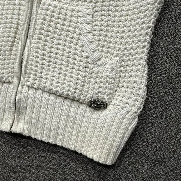 Harley Davidson Women’s L Embroidered Cream Knit Sweater - Picture 4 of 9